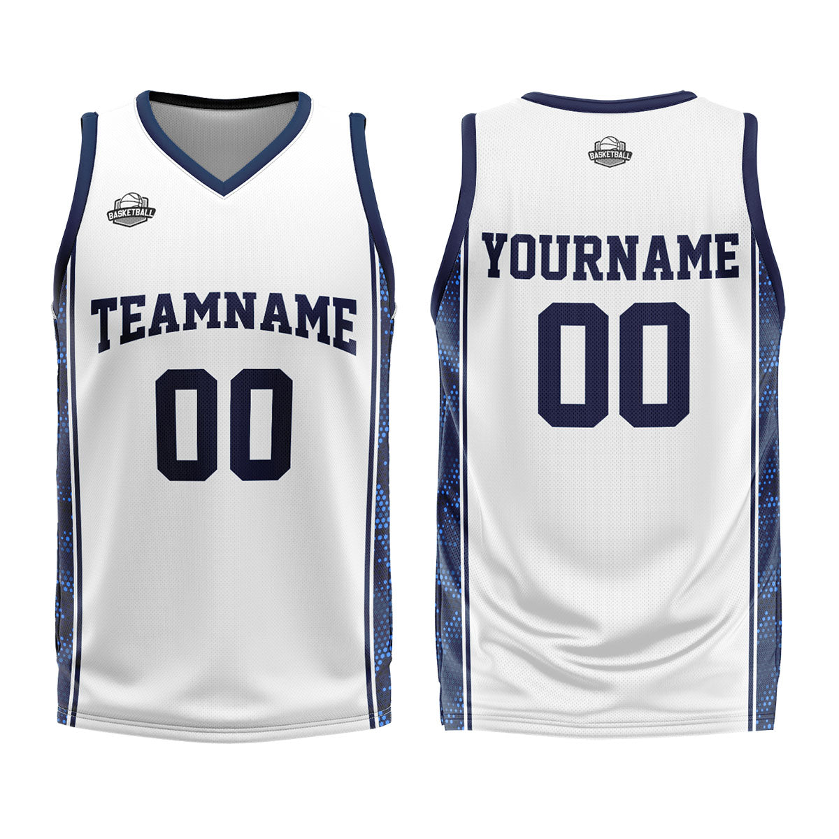 Custom White Dark Blue Basketball Jersey Uniform Suit Printed Your Logo Name Number enthsush