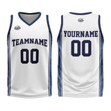 Custom White Dark Blue Basketball Jersey Uniform Suit Printed Your Logo Name Number