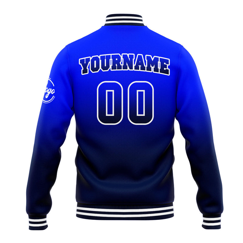 Custom Gradient Varsity Jacket Letterman jacket for Men, Women and Youth Royal&Navy