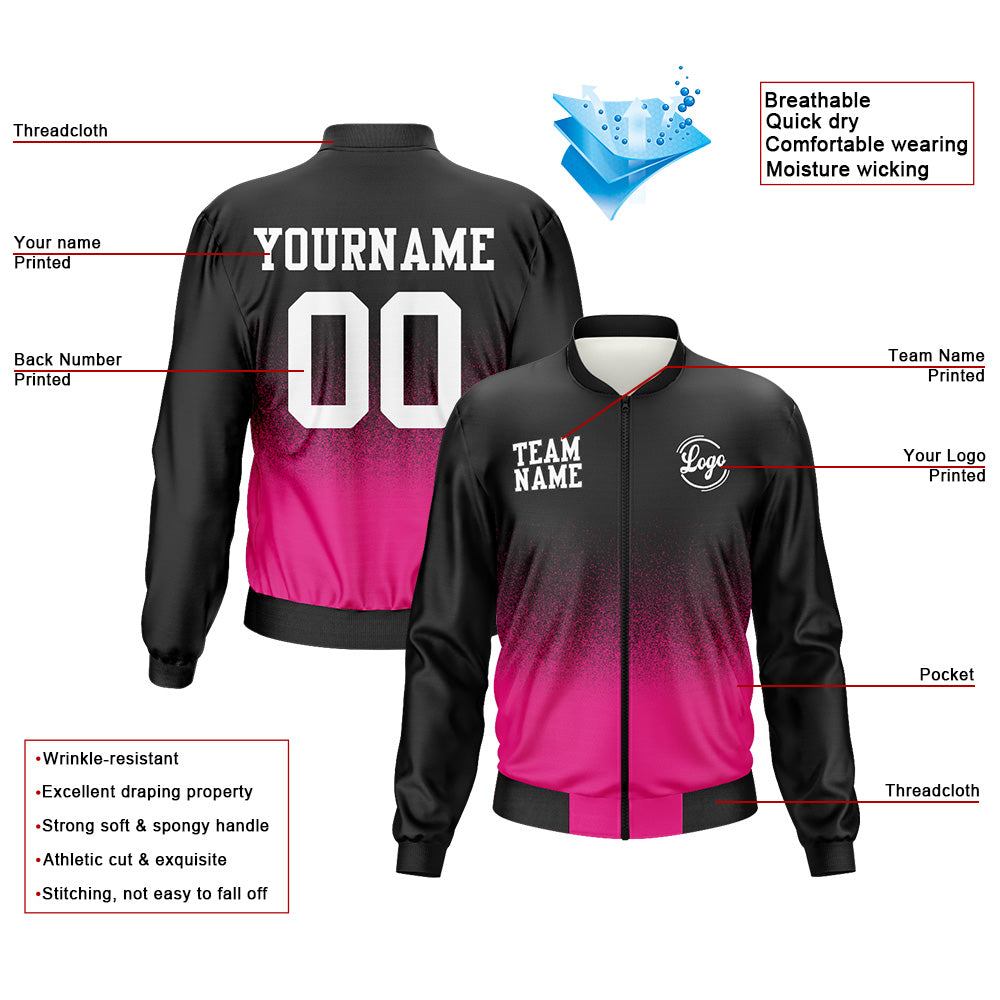 Custom Long Sleeve Windbreaker Jackets Uniform Printed Your Logo Name Number Black-Rose enthsush