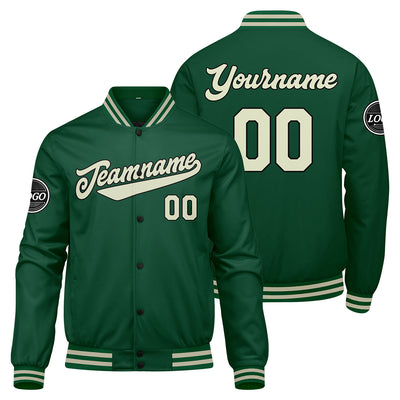 Custom Varsity Jacket Letterman jacket for Men, Women and Youth Green Cream enthsush