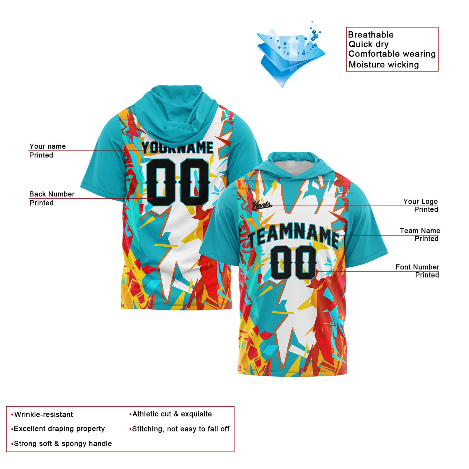 Custom Aqua Sleeve Hoodies for Men Women Shirts with Hoods Printed Name Logo enthsush