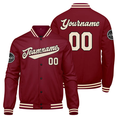 Custom Varsity Jacket Letterman jacket for Men, Women and Youth Crimson Cream enthsush