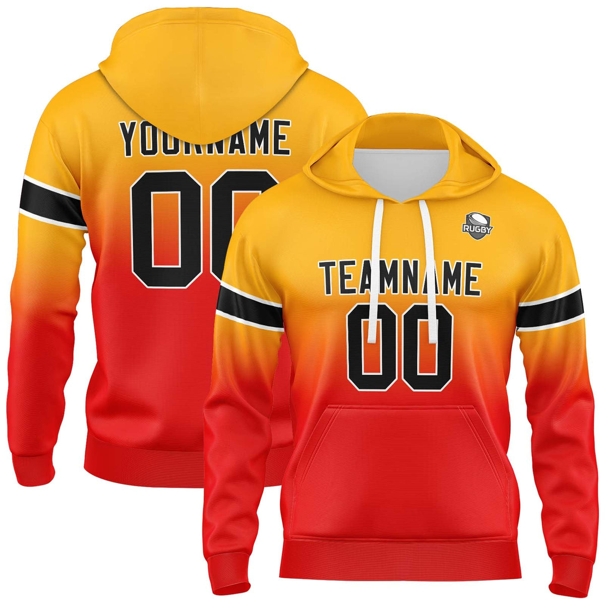 Custom Gradient Sweatshirt Hoodie For Man Woman Girl Boy Print Your Logo Name Number Orange&Red enthsush