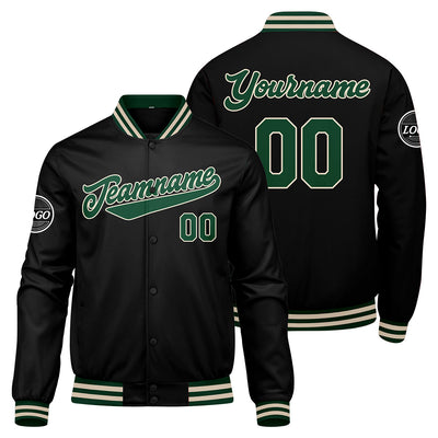 Custom Varsity Jacket Letterman jacket for Men, Women and Youth Dark Green Black Cream enthsush