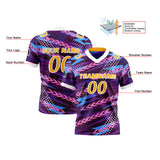 Custom Purple Yellow Reversible Football Jersey Personalized Gradient Football Shirts for Men Printed Team Name Number Logo