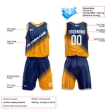 Custom Basketball Jersey Uniform Suit Printed Your Logo Name Number Navy-Yellow