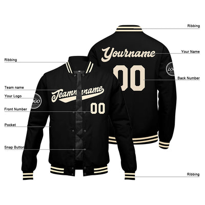 Custom Varsity Jacket Letterman jacket for Men, Women and Youth Black Cream enthsush