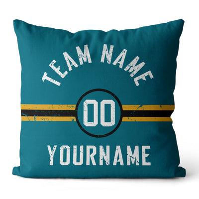 Custom Football Throw Pillow for Men Women Boy Gift Printed Your Personalized Name Number Midnight Green & Black &White enthsush