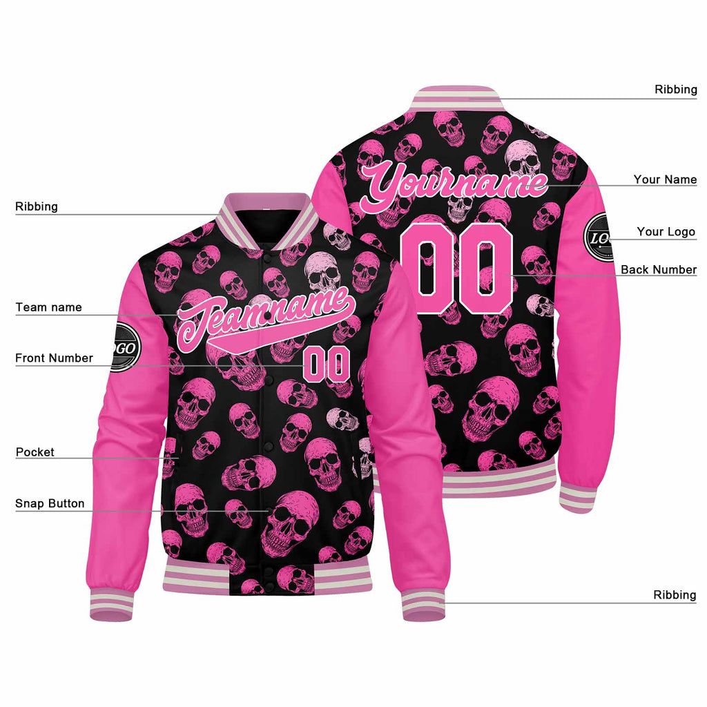 Custom Varsity Jacket Letterman jacket for Men, Women and Youth Pink enthsush