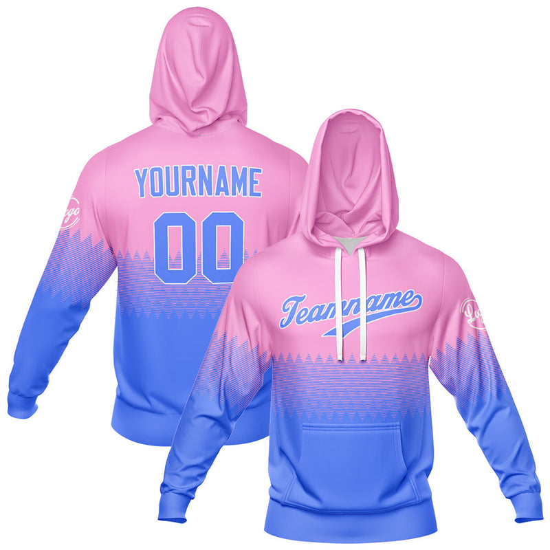 Custom Pink Light Blue Sweatshirt Hoodie For Men Women Girl Boy Print Your Logo Name Number