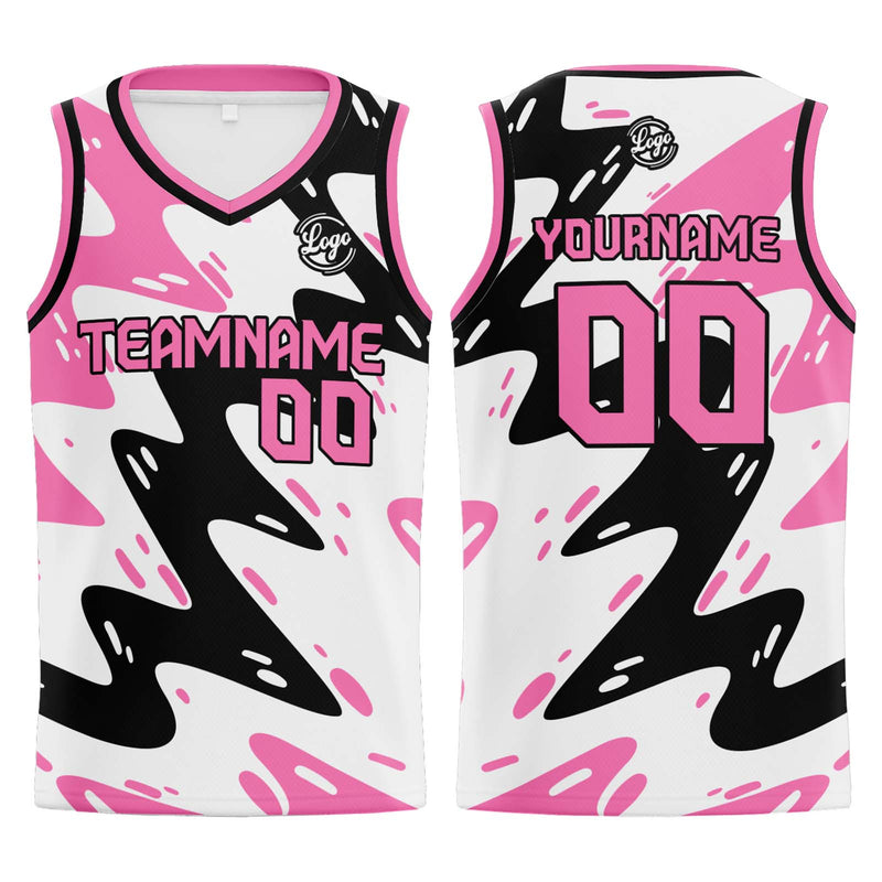 Custom White Black Pink Basketball Jersey Uniform Suit Printed Your Logo Name Number