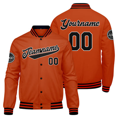 Custom Varsity Jacket Letterman jacket for Men, Women and Youth Black Orange enthsush