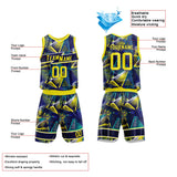 Custom Basketball Jersey Uniform Suit Printed Your Logo Name Number Navy-Yellow