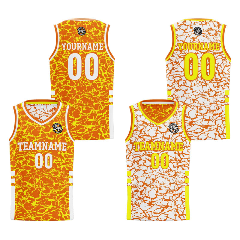 Custom Orange Reversible Basketball Suit for Adults and Kids Personalized Jersey