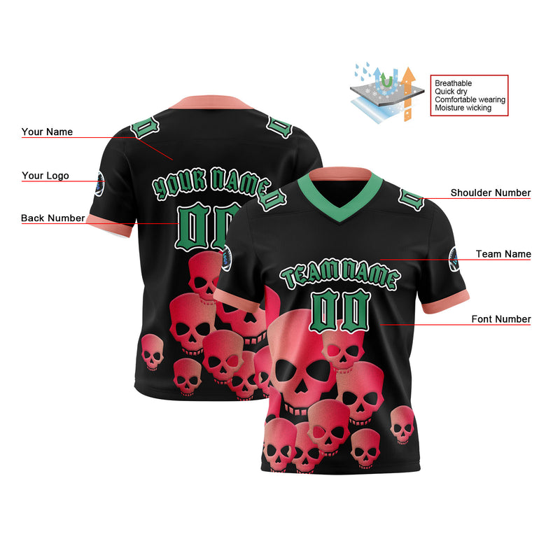 Custom Black Red Reversible Football Jersey Personalized Gradient Football Shirts for Men Printed Team Name Number Logo