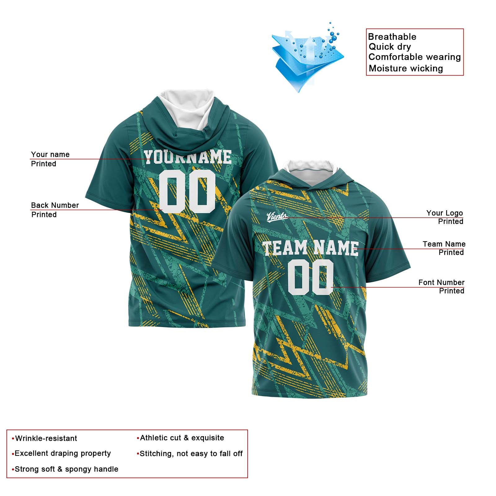 Custom Green Sleeve Hoodies for Men Women Shirts with Hoods Printed Name Logo enthsush