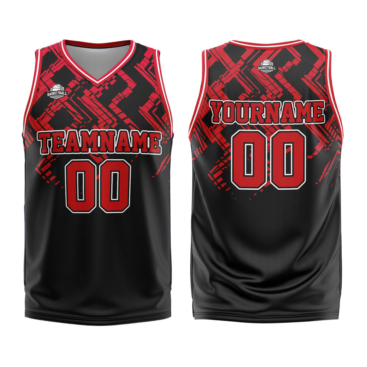 Custom Black Red Basketball Jersey Uniform Suit Printed Your Logo Name Number enthsush