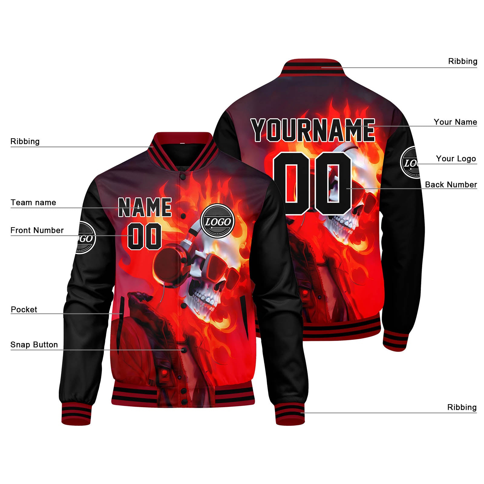 Custom Varsity Jacket Letterman jacket for Men, Women and Youth Black Gray enthsush