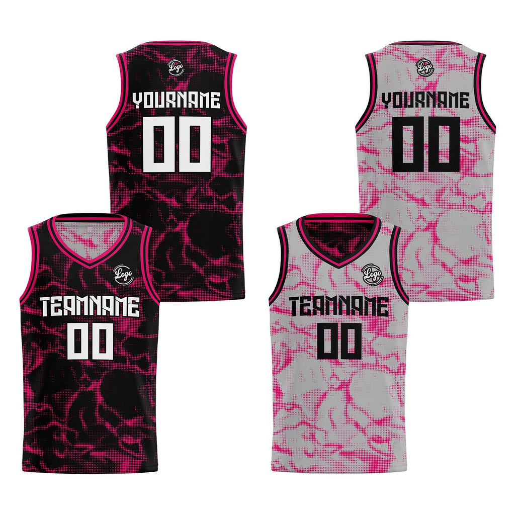 Custom Black Pink Reversible Basketball Suit for Adults and Kids Personalized Jersey enthsush