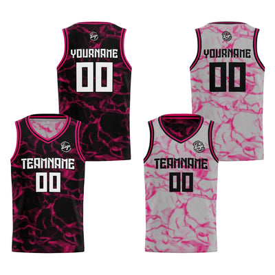 Custom Black Pink Reversible Basketball Suit for Adults and Kids Personalized Jersey enthsush