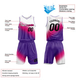 Custom Basketball Jersey Uniform Suit Printed Your Logo Name Number White-Hot Pink-Purple