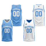 Custom Reversible Basketball Suit for Adults and Kids Personalized Jersey Light Blue-White