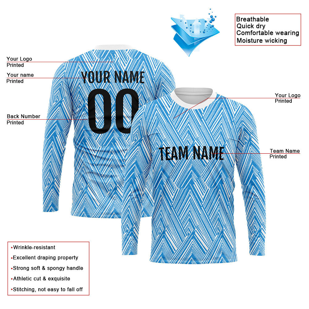 Custom Basketball Soccer Football Shooting Long T-Shirt for Adults and Kids White-Blue enthsush