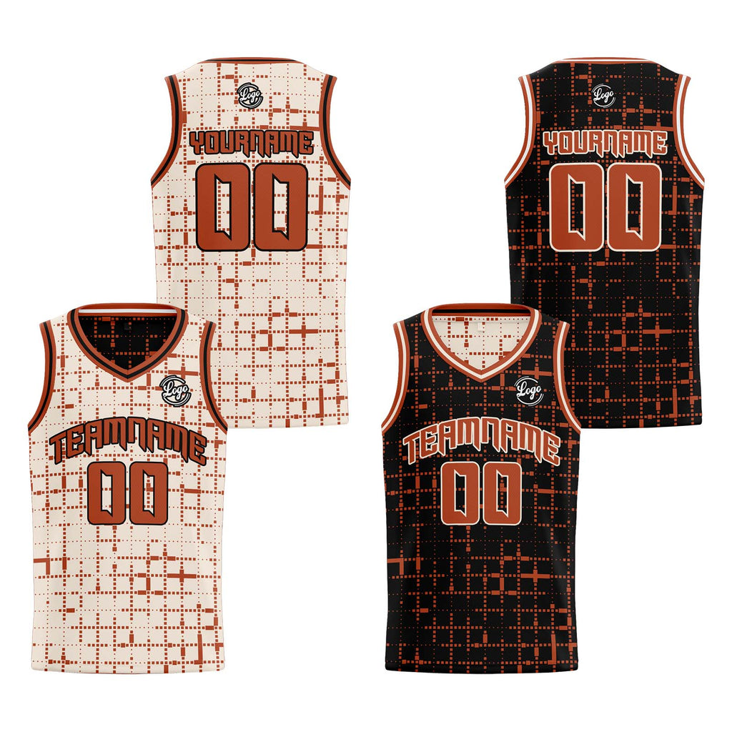 Custom Cream Reddish Brown Reversible Basketball Suit for Adults and Kids Personalized Jersey enthsush