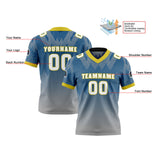 Custom Blue Yellow Reversible Football Jersey Personalized Gradient Football Shirts for Men Printed Team Name Number Logo