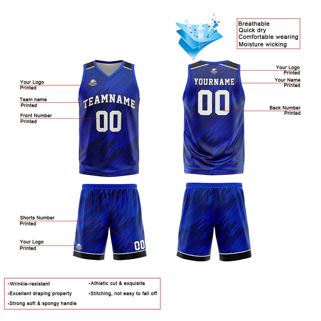Custom Royal Reversible Basketball Suit for Adults and Kids Personalized Jersey enthsush