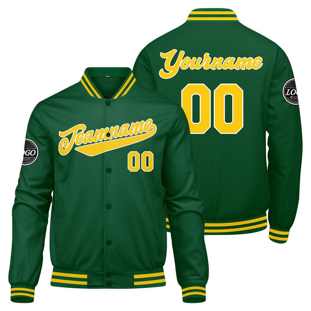 Custom Varsity Jacket Letterman jacket for Men, Women and Youth Green Yellow enthsush