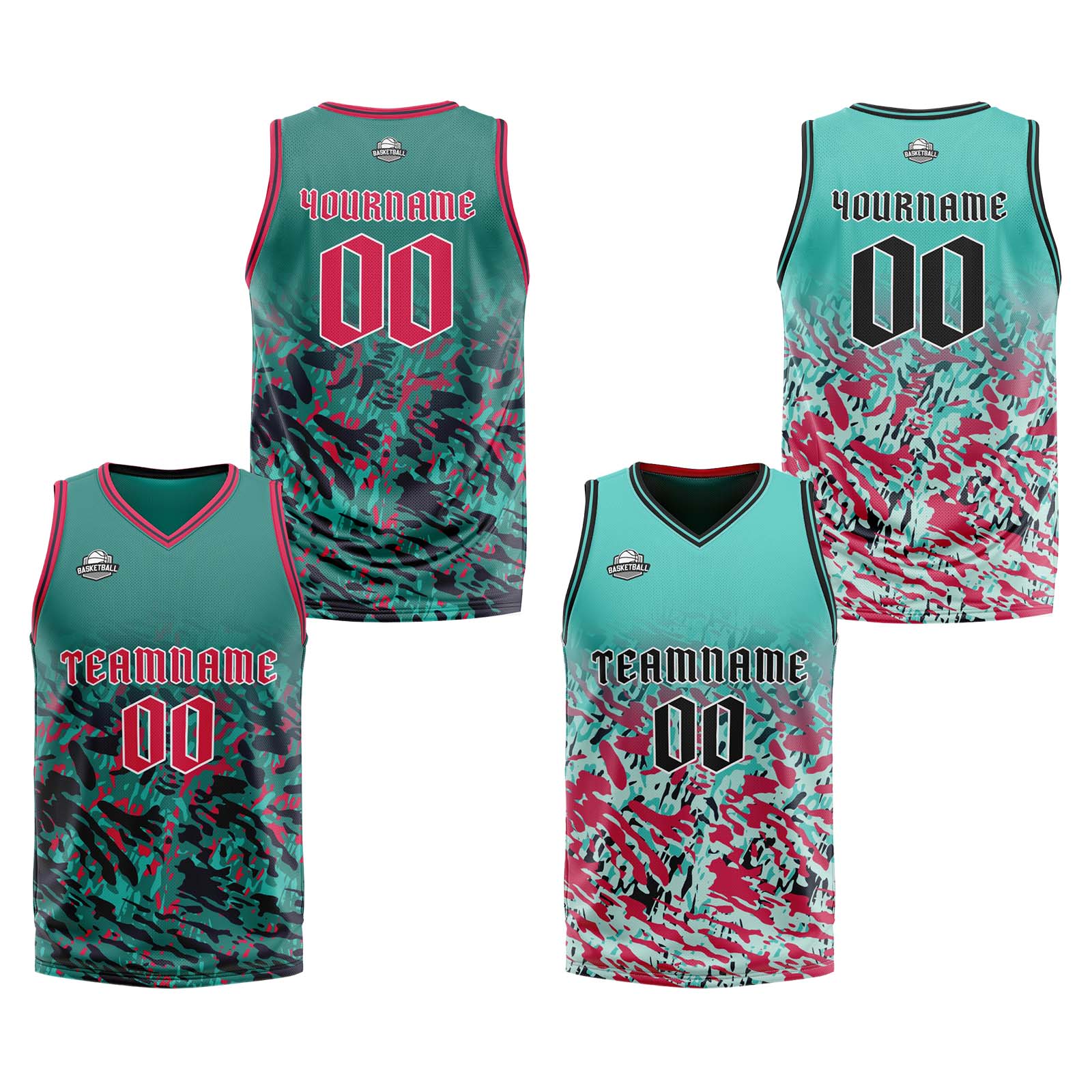 Custom Green Red Reversible Basketball Suit for Adults and Kids Personalized Jersey enthsush