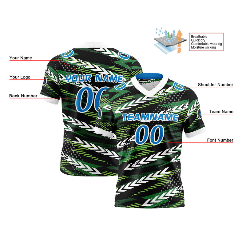 Custom Blue Green Reversible Football Jersey Personalized Gradient Football Shirts for Men Printed Team Name Number Logo