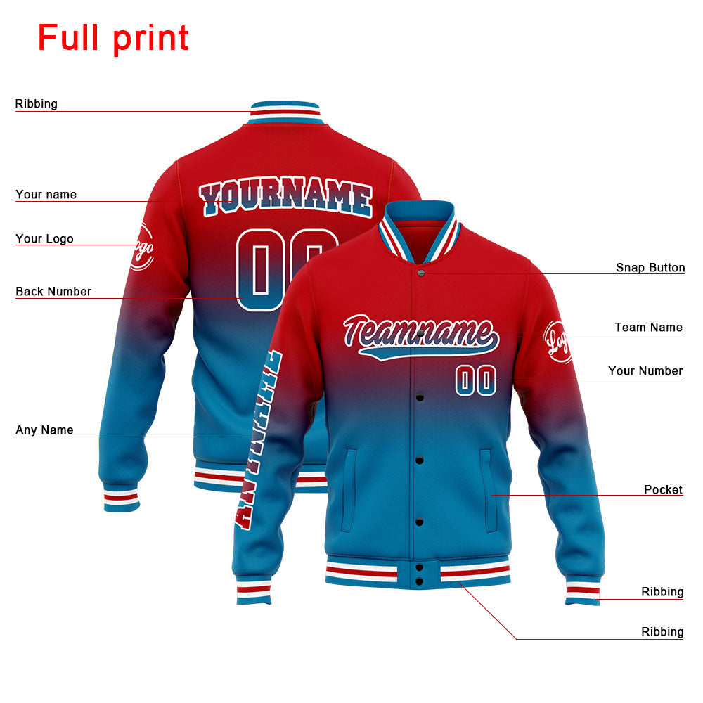 Custom Varsity Jacket Letterman jacket for Men, Women and Youth Blue Red enthsush