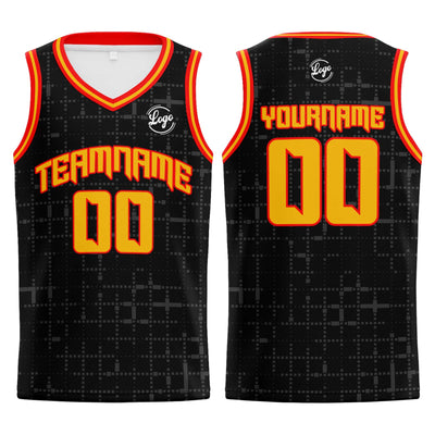Custom Black Red Orange Basketball Jersey Uniform Suit Printed Your Logo Name Number enthsush
