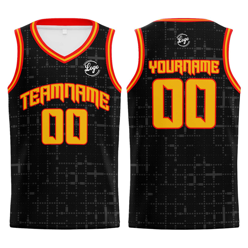 Custom Black Red Orange Basketball Jersey Uniform Suit Printed Your Logo Name Number