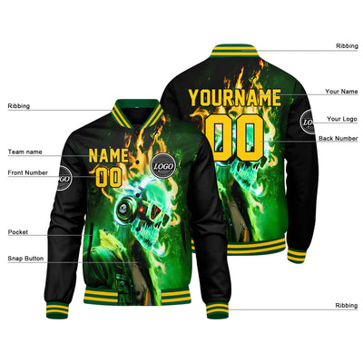 Custom Varsity Jacket Letterman jacket for Men, Women and Youth Green Yellow enthsush