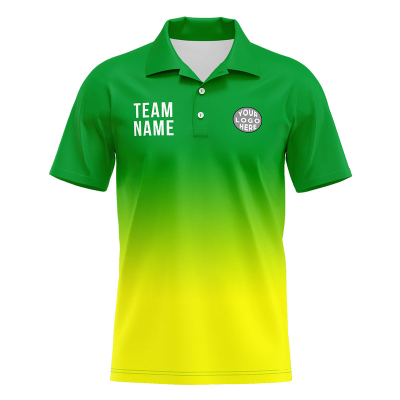 Custom Green Yellow Football Polo Shirts Add Your Unique Logo/Name/Number