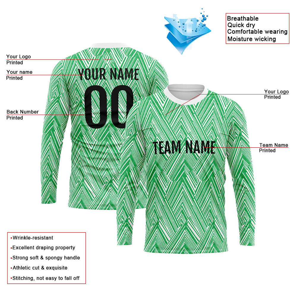 Custom Basketball Soccer Football Shooting Long T-Shirt for Adults and Kids White-Green enthsush
