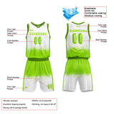 Custom Basketball Jersey Uniform Suit Printed Your Logo Name Number White-Neon Green