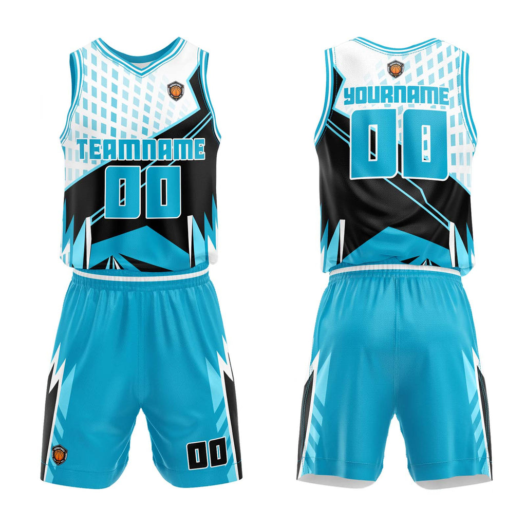 Custom Light Blue Basketball Jersey Uniform Suit Printed Your Logo Name Number enthsush