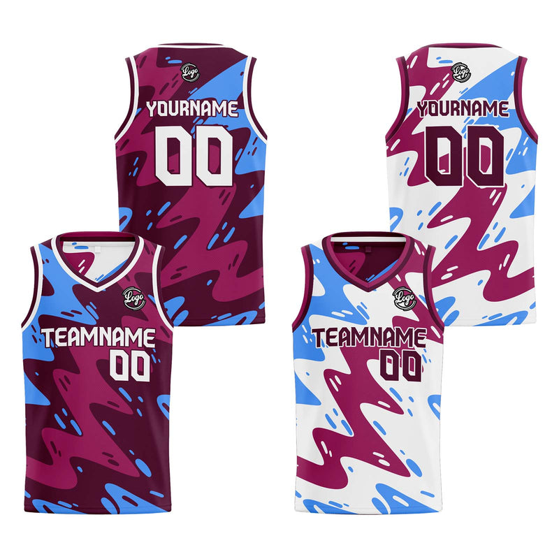 Custom Burgundy Light Reversible Basketball Suit for Adults and Kids Personalized Jersey