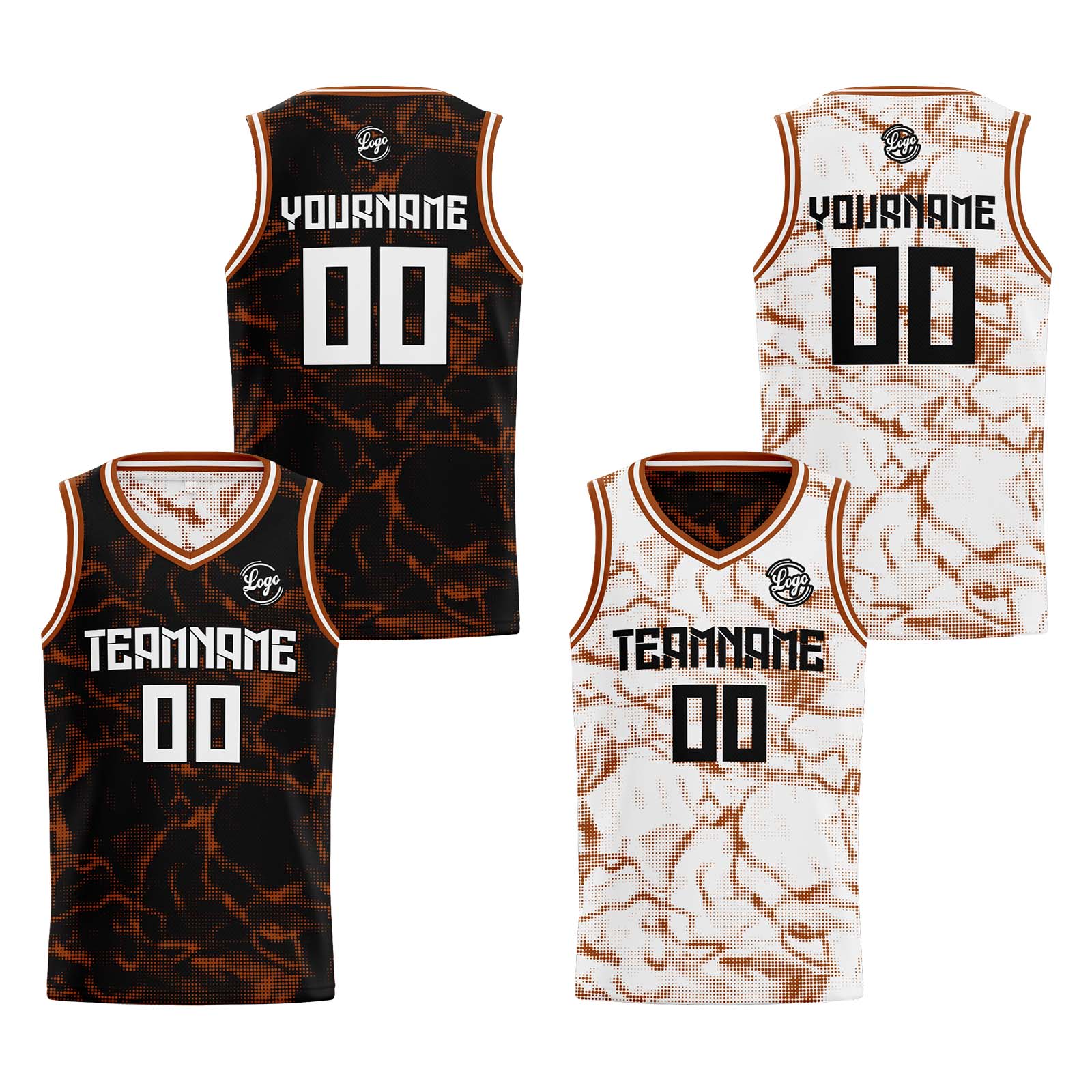 Custom Black Brown Reversible Basketball Suit for Adults and Kids Personalized Jersey enthsush