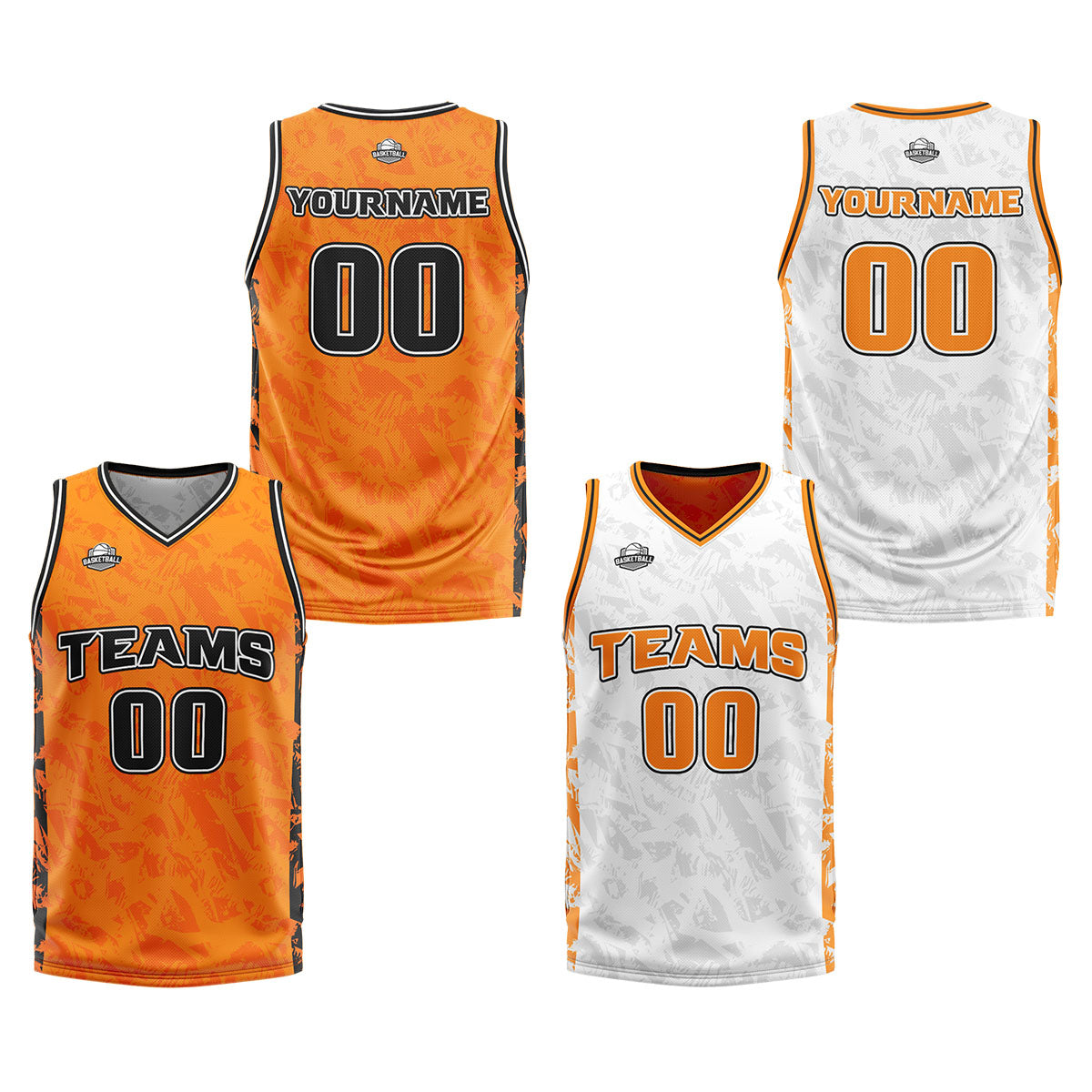 Custom Orange Reversible Basketball Suit for Adults and Kids Personalized Jersey enthsush