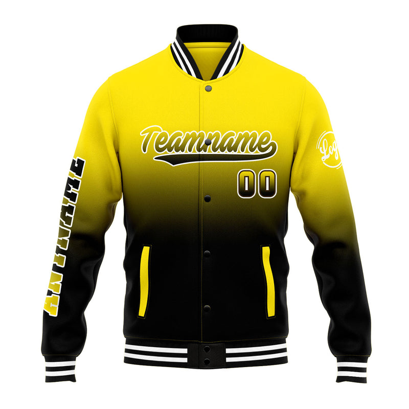 Custom Gradient Varsity Jacket Letterman jacket for Men, Women and Youth Yellow&Black