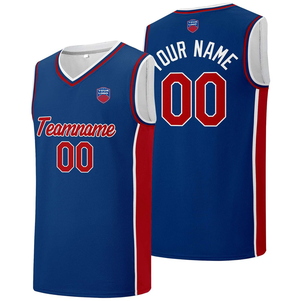Custom basketball jersey shorts for men and women. Embroidered and printed name, number and logo Blue enthsush