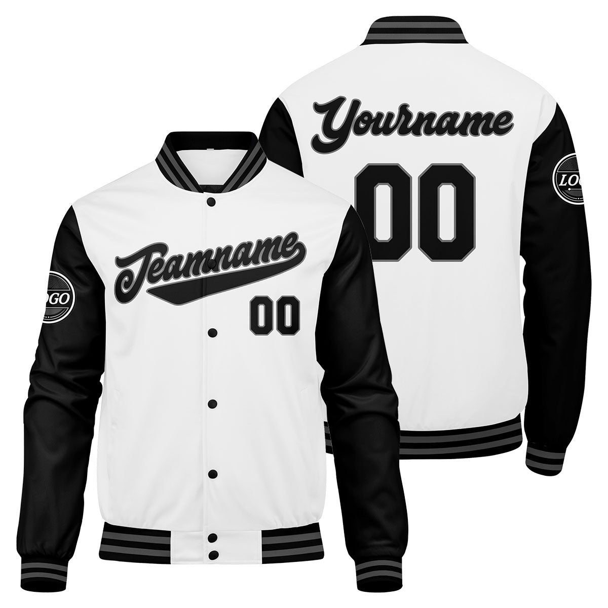 Custom Varsity Jacket Letterman jacket for Men, Women and Youth Black White enthsush