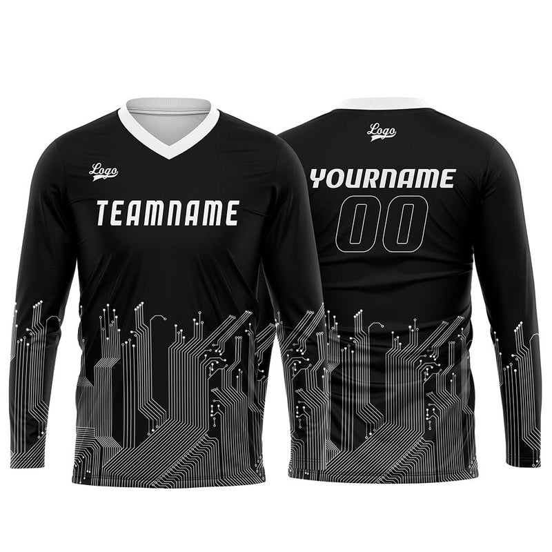 Custom Black White Basketball Soccer Football Shooting Long T-Shirt for Adults and Kids