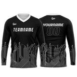 Custom Black White Basketball Soccer Football Shooting Long T-Shirt for Adults and Kids